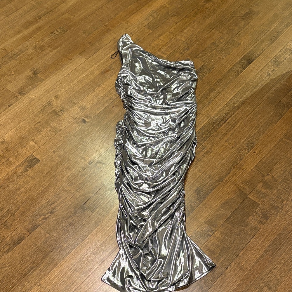 Fashion Nova Metallic Silver Dress